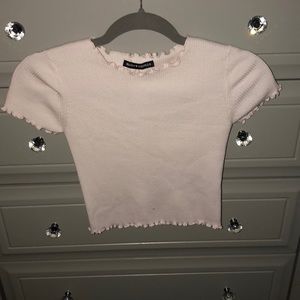 Blush Lettuce hem ruffle crop top